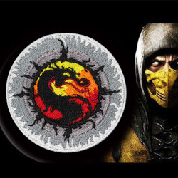 Mortal Combat Emblem MK Logo Stickerei Klettverschluss / Bügelbild